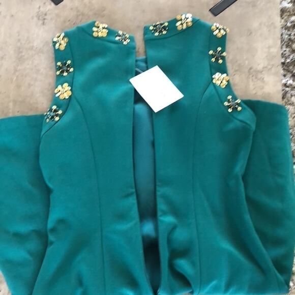 Belle Badgley Miscka Emerald Dress Sz 2 - Picture 9 of 11